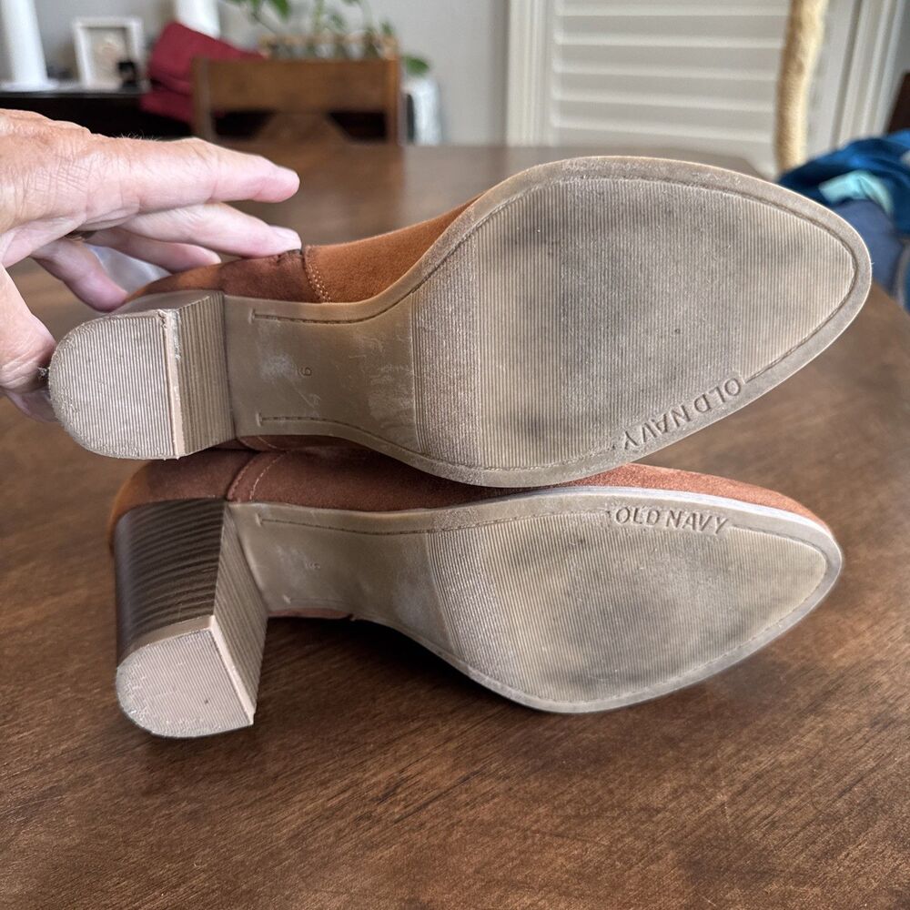 Old Navy Womens Size 9 Boots Zipper Almond Toe Block Heel, Chocolate Brown - Picture 4 of 4